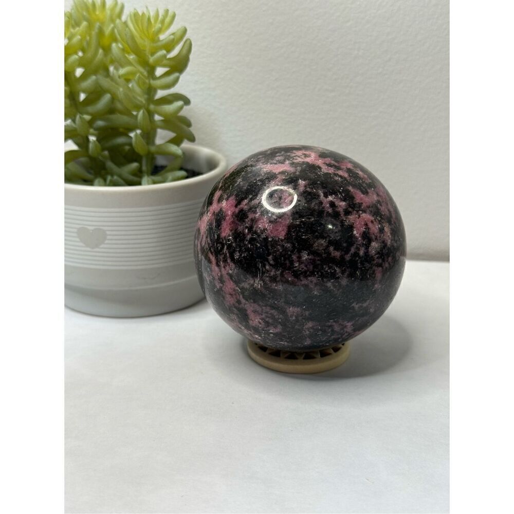Rhodonite Pink and Black Polished Stone Sphere - Picture 1 of 6